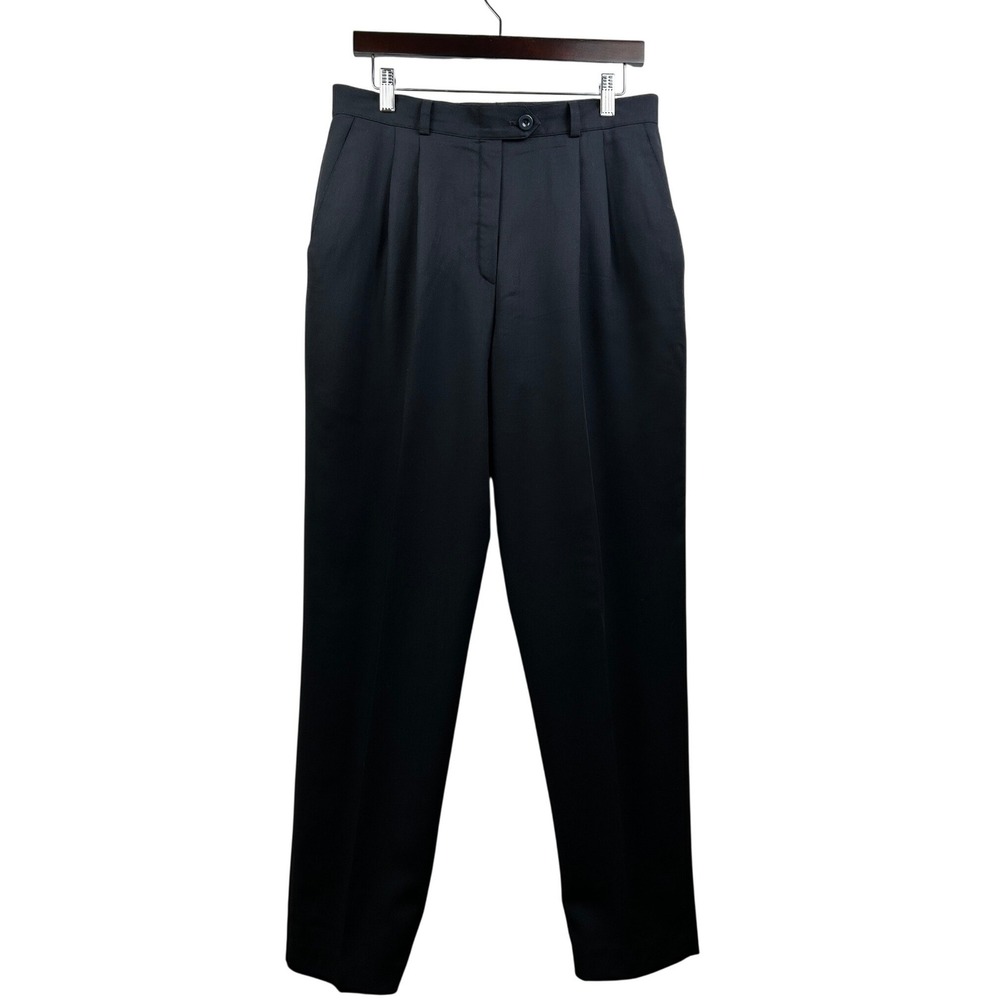 Escada Dress Pants Women EU 42 (US 10) Navy Virgin Wool Tailored Slacks Designer